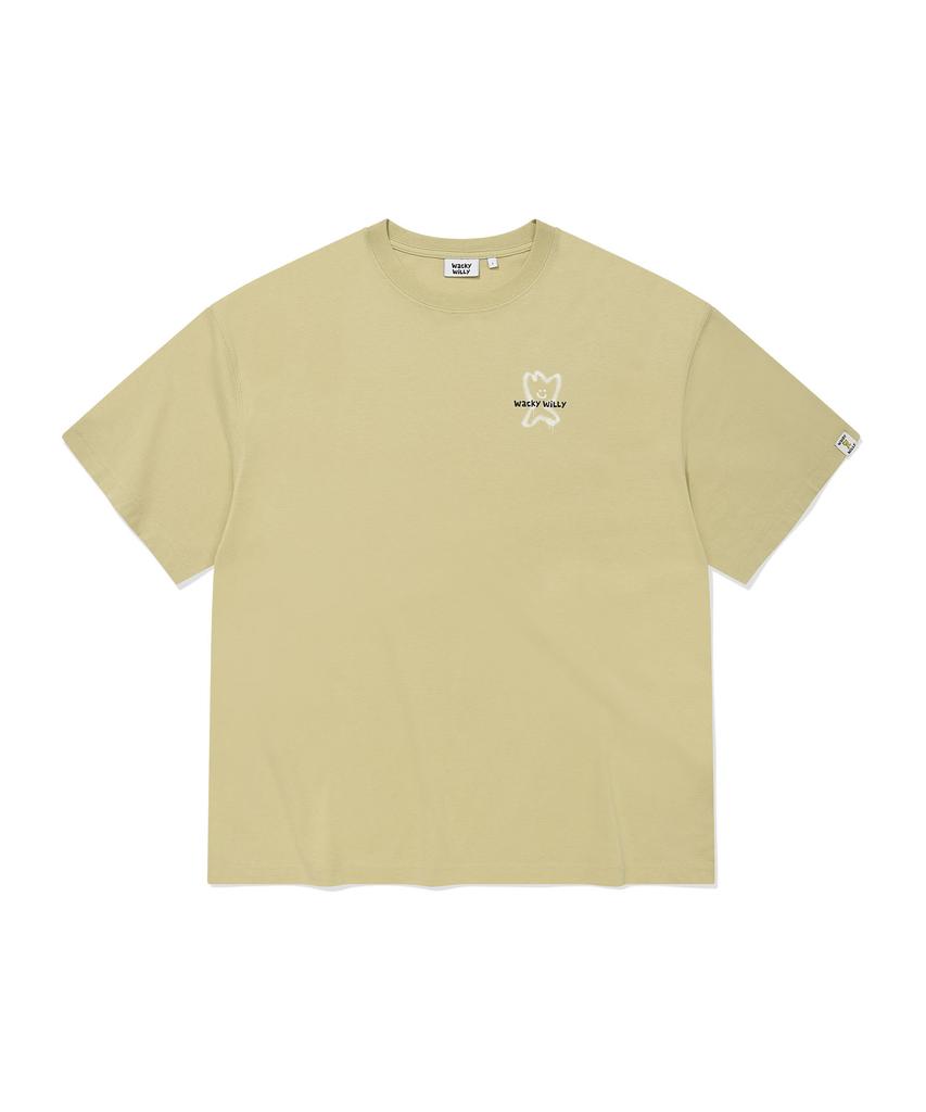 WACKY WILLY Kiki Line Typography Short Sleeve T-Shirt Yellow