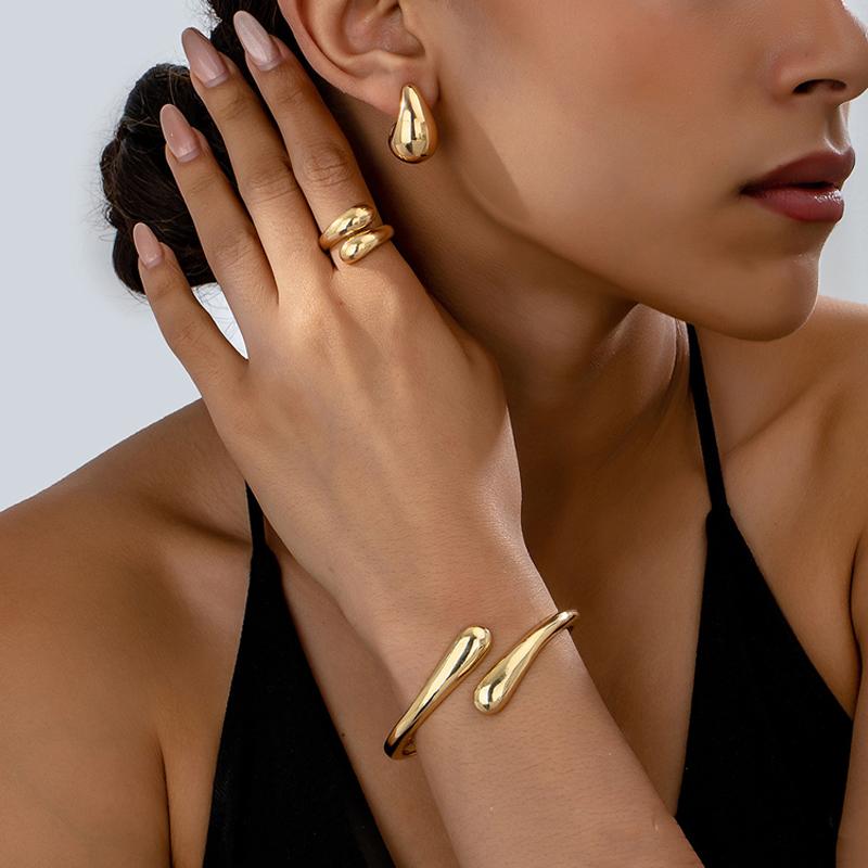 17KM Необычные серьги-капли с открытым кольцом и браслетом для женщин, модные гладкие регулируемые готические украшения в стиле гранж, подарки