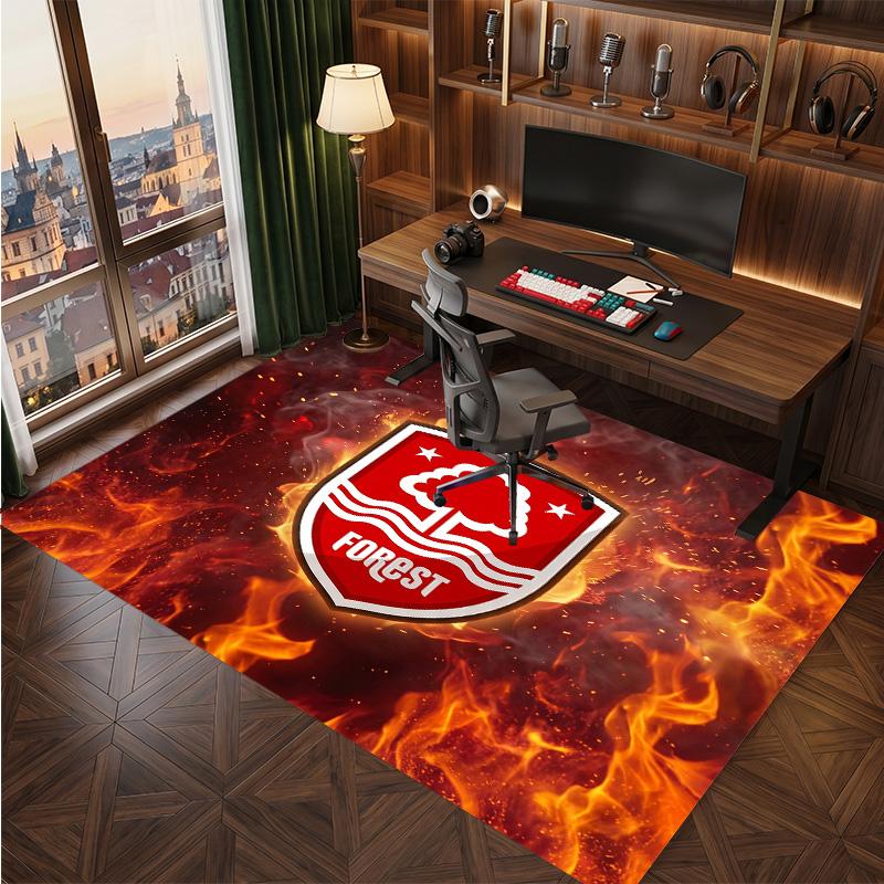 Nottingham Forest Football Print Crystal Velvet Rug, Comfortable Water Absorbent Non Slip Indoor Floor Carpet
