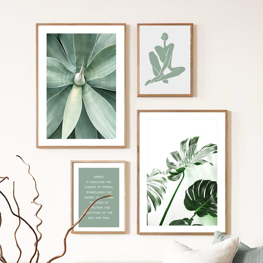 Зеленые тропические растения сочные монстера настенная живопись на холсте плакаты на скандинавскую тему и принты настенные панно для декора гостиной