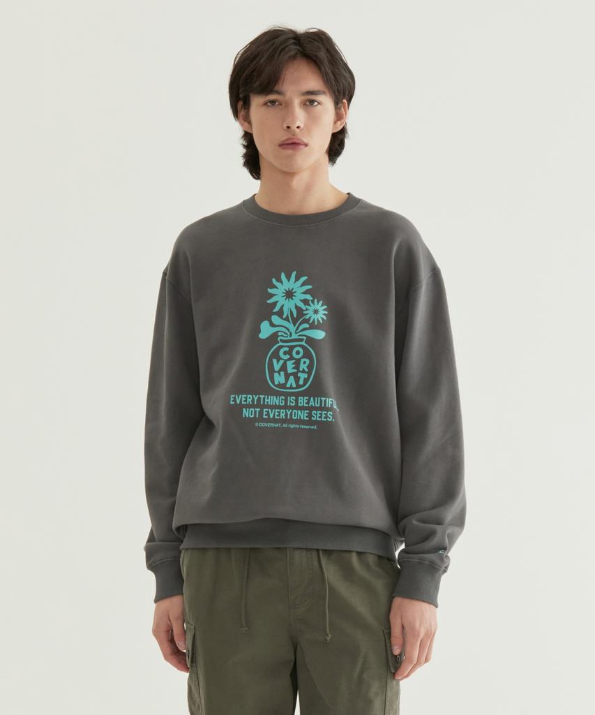 COVERNAT Flower Graphic Sweatshirt Charcoal