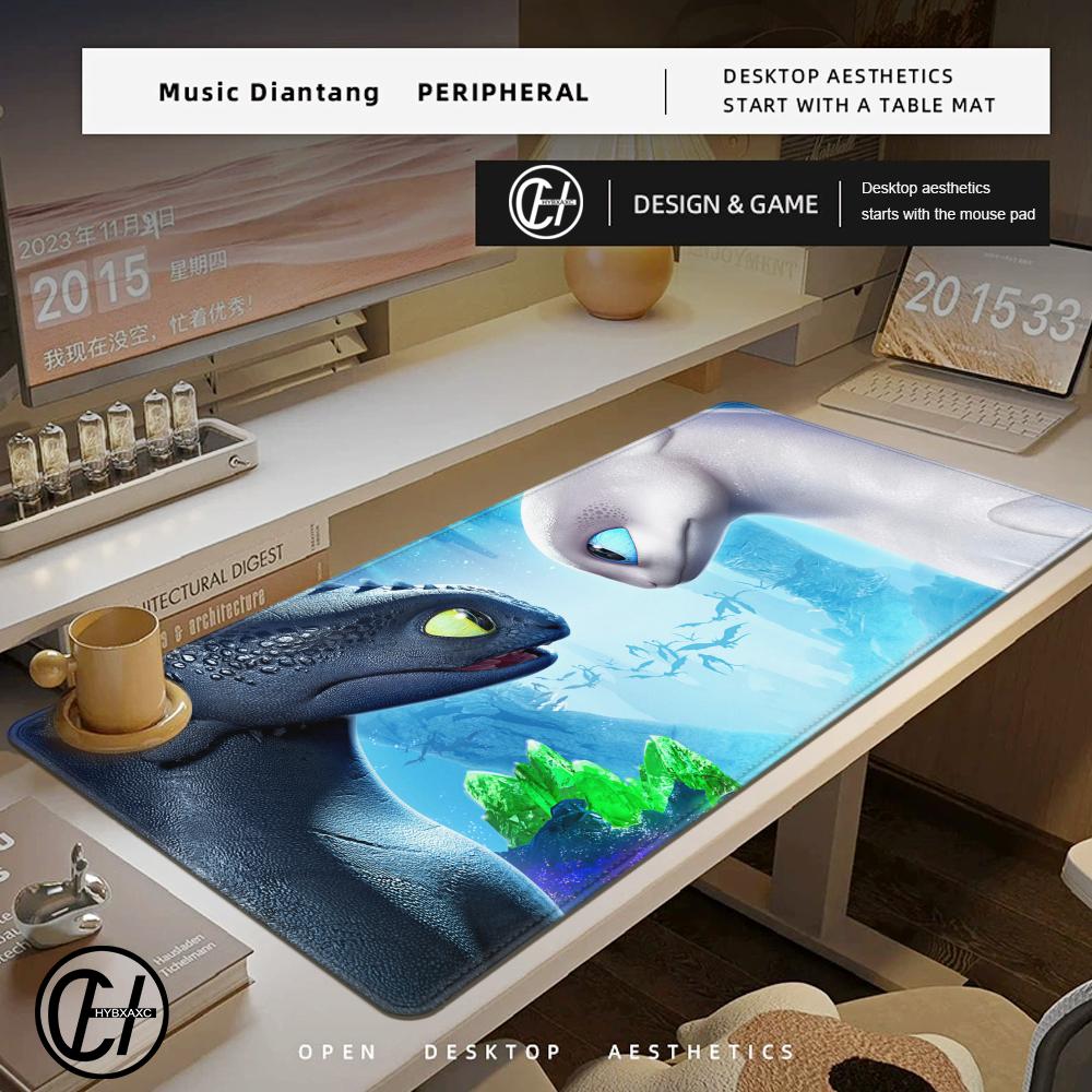 Cute Toothless Large Mouse Pad Computer HD Keyboard Mousepad Mats Natural Rubber AntiSlip Office Mousepads Desk Accessories