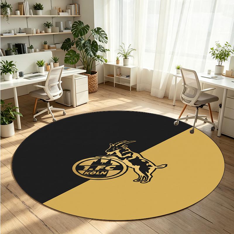 FC Köln Printed Round Crystal Velvet Rug Soft Non Slip Floor Carpet For Bedroom Holiday Gift