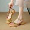 Huge Lightweight~ Platform Sandals Women's 2025 Summer Open-toed Bow with Roman Versatile Fashion Low Heels