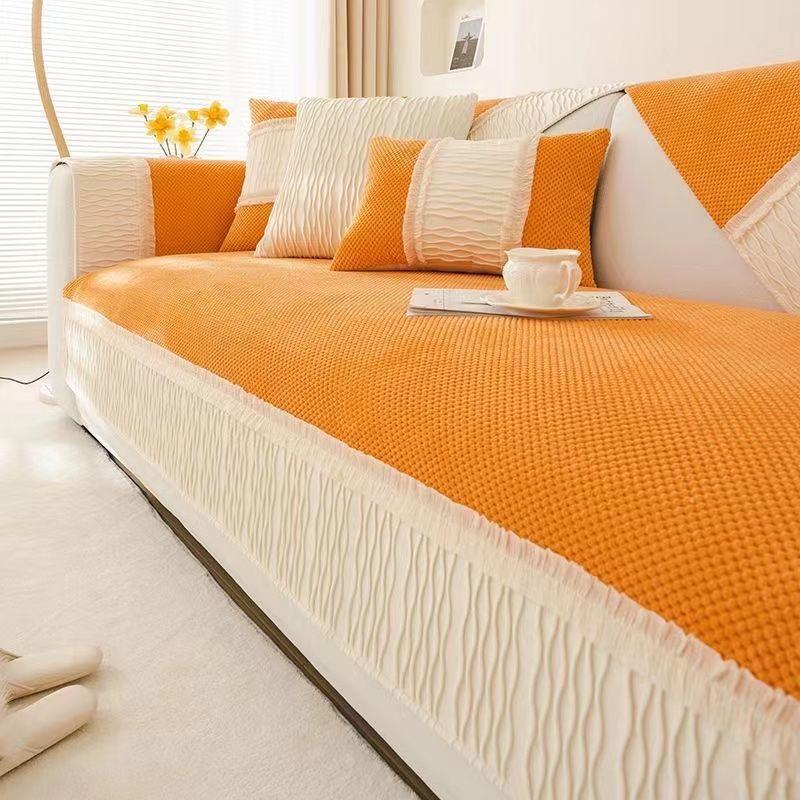 Подушка для дивана в кремовом стиле, новинка четырех сезонов, обычные ткани, кожаный чехол для дивана, легкий роскошный чехол, подушка для полотенец