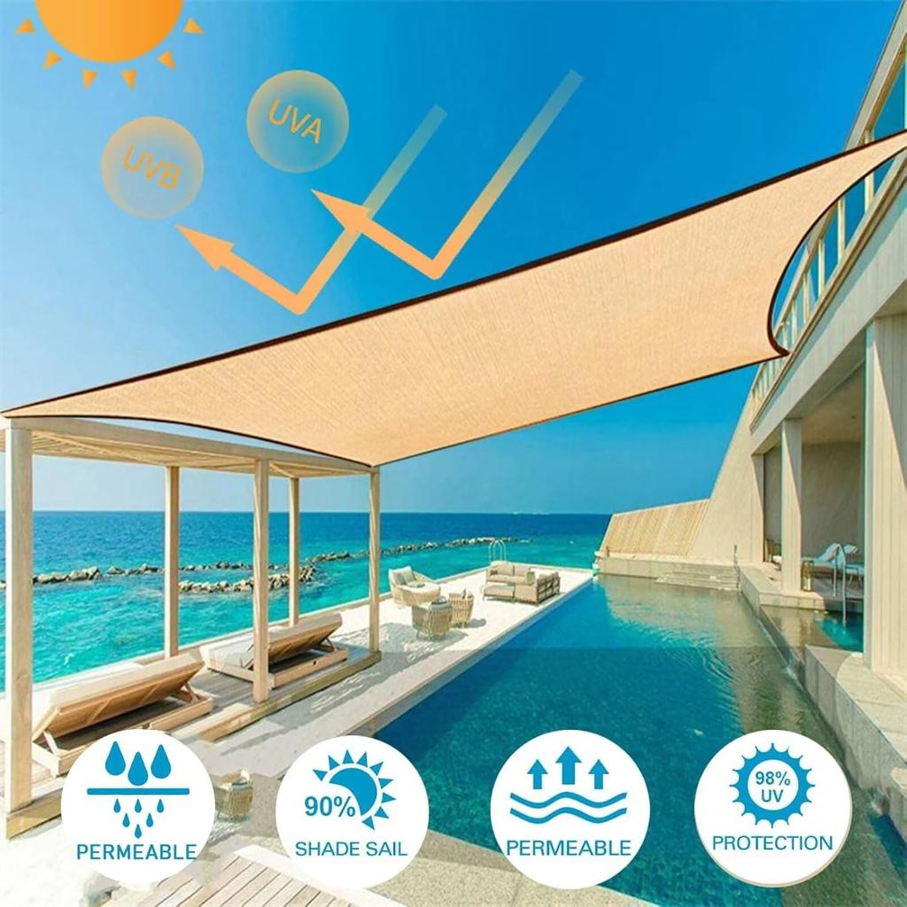 2x2м 2x4м Летнее Наружное Затенение Бежевая Затеняющая Сетка Обернутая Перфорированная Затеняющая Ткань Утолщенная Теплоизоляционная Сетка Затеняющая Сетка