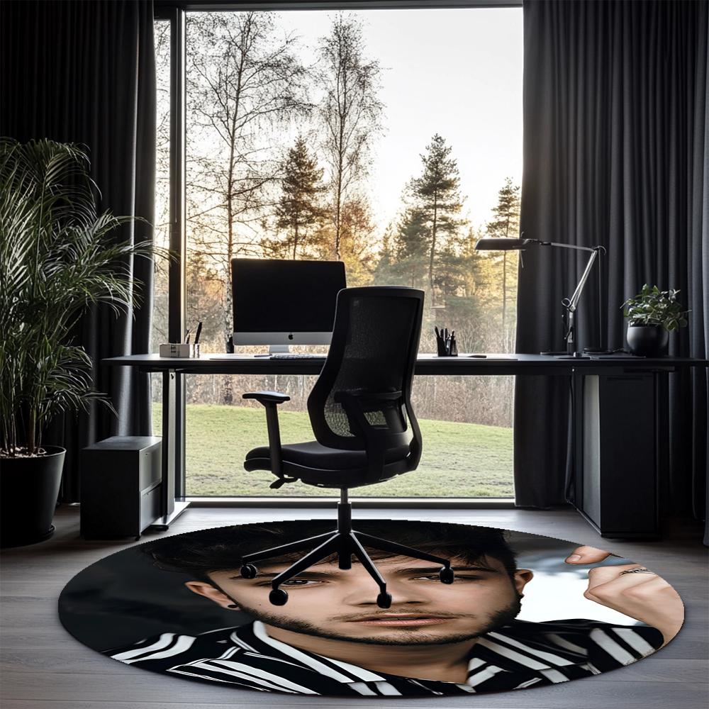 Luca Hanni Printed Round Rug Carpet Chair Rug Area Rug Entryway Doormats,for Office Chair Living Room Bedroom Kitchen Room.