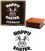 Printtoo Scrap-Booking Square Happy Easter Bunny Face Pattern Wooden Rubber Stamp-2 x 2