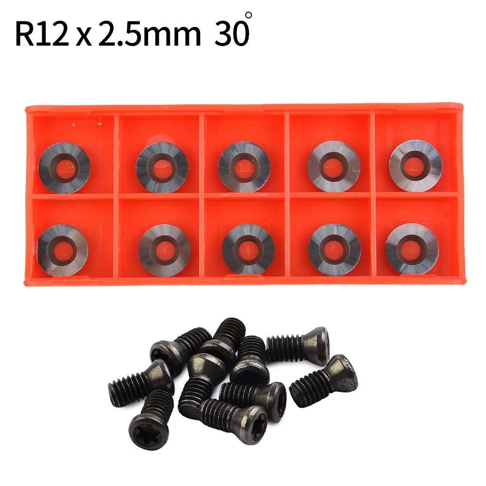 10PCS 30° Round 12x2.5mm Carbide Inserts Cutters Knives Replacement Lathe Blade