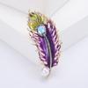 Creative Personality Retro Style Peacock Feather Brooch Inlaid with Zircon Colored Chest Flower Accessory