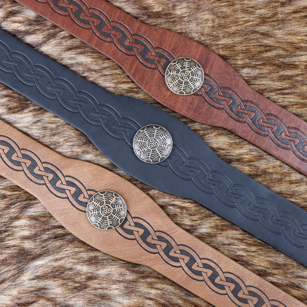 Средневековый Мужской Хэллоуин Винтажный Принт Викинга Пирата Головной Убор Кельтская Корона ПУ Кожа Реквизит Аксессуары для Ролевых Игр