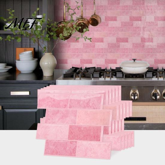 Indoor Wall Decoration for Balcony 8PCS Faux Brick Stickers, Waterproof Adhesive Mosaic Decals, Moisture-proof Easy Decorative Sheets Peel And