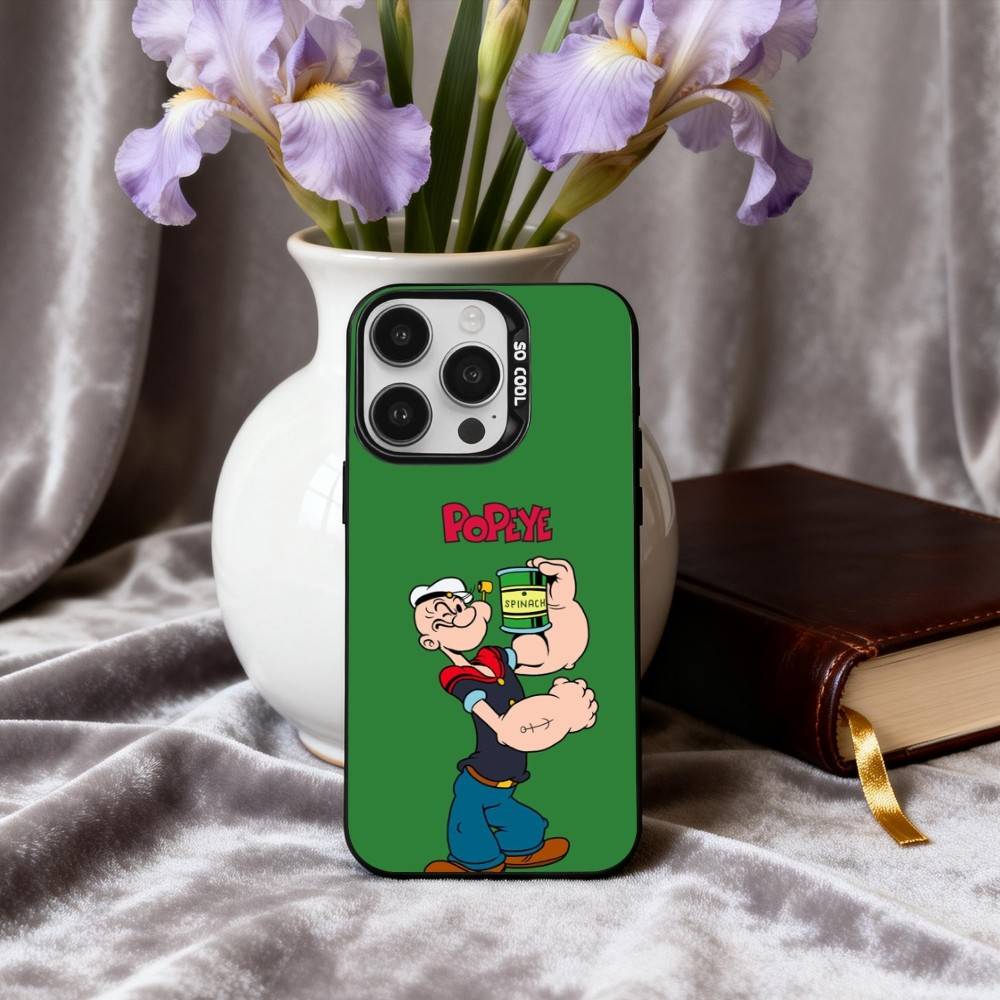 C-Cartoon C-Character P-Popeye-E Phone Case For iPhone17,16,15,14,13,12,11 Plus,Pro Max Candy Silver Plated Inside Cover