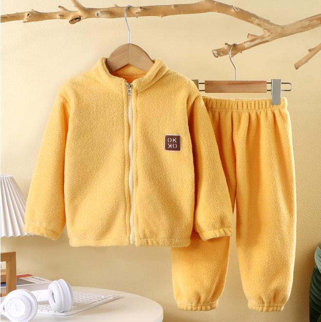 Зимняя детская домашняя одежда, теплый комплект, набор из двух предметов для мальчиков и девочек