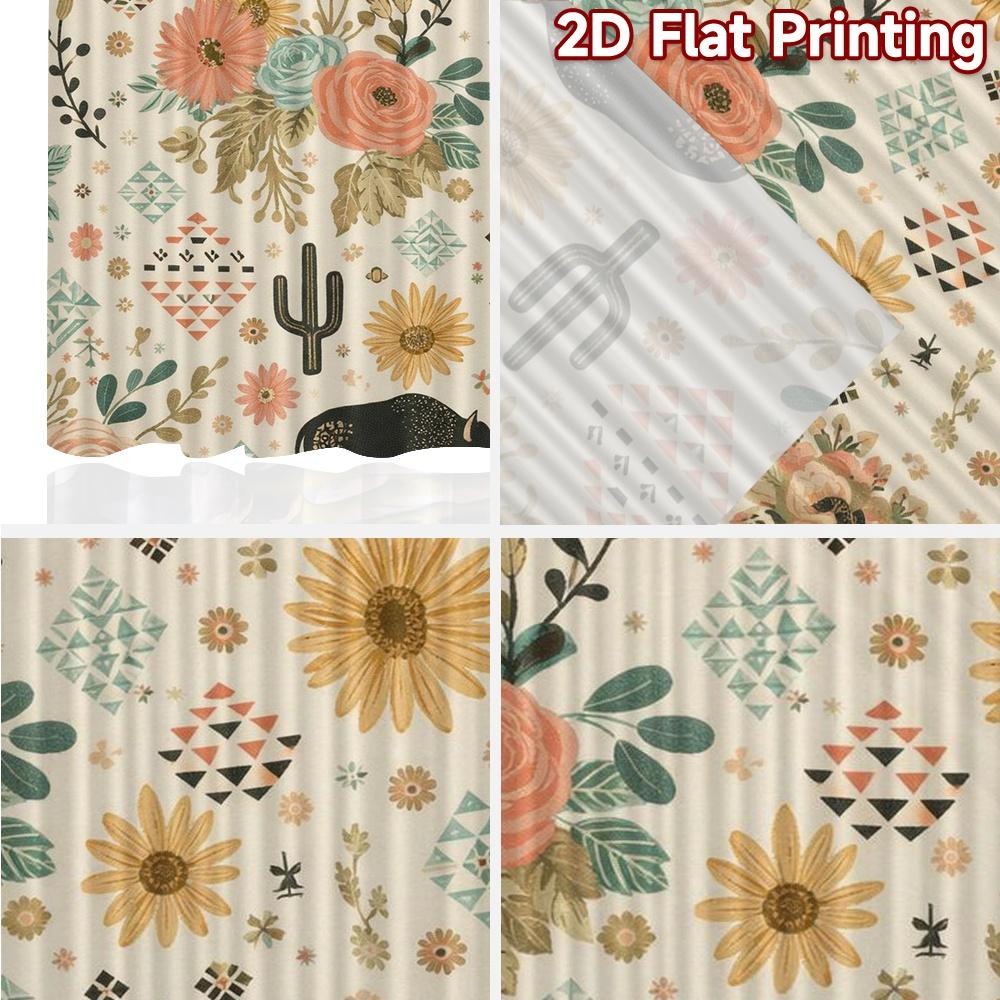 2D FLAT PRINTING 2pcs Curtains (Without Rod) Southwestern Floral Bison Chic Chic Curtains Prints Light Filtering Curtains Home