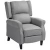 Manual Reclining Relax Armchair Upholstered In Synthetic Linen With Retractable Footrest 150 Kg Load Capacity Gray