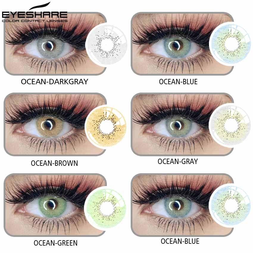 Eyeshare Natural Color Contact Lenses 1pair Yearly Blue Green Brown Gray Beauty Pupils Cosmetic