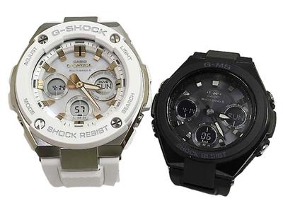 CASIO Pair Watches Solar Watches In Original Pair Cases of Wristwatches G-SHOCK G-Shock BABY-G Baby-G Analog-Digital Radio-Controlled (Set 2)