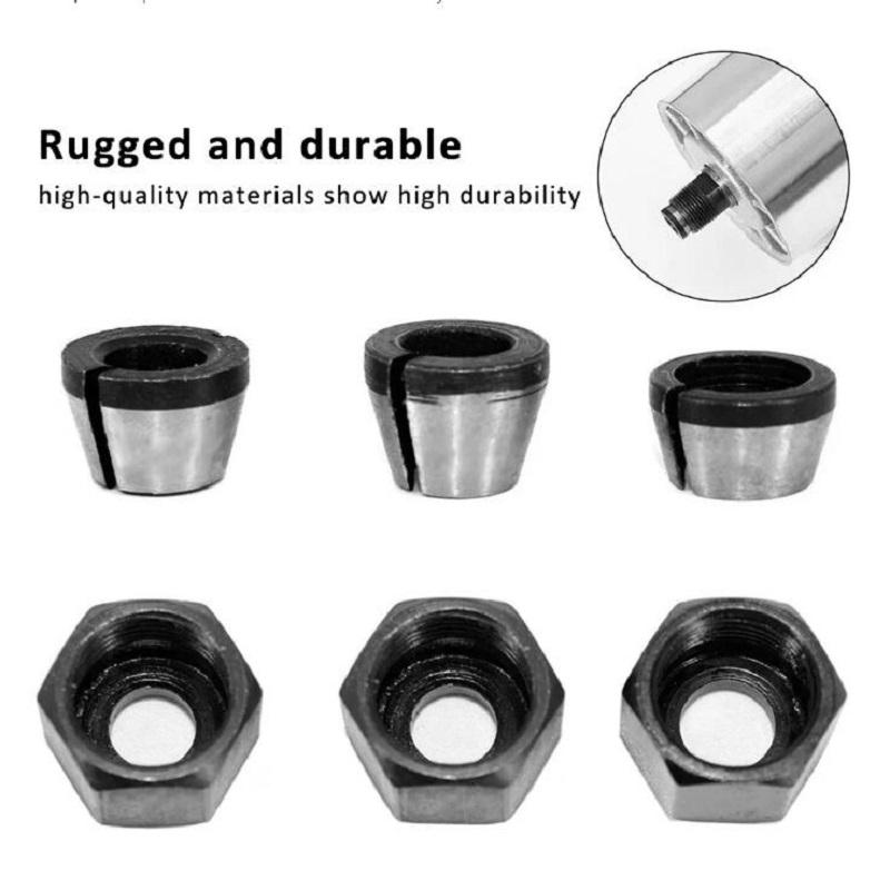 6 шт., набор цанговых патронов для фрез, 6/6,35/8 мм, триммерные цанговые головки, цанговый патрон из углеродистой стали, высокоточный адаптер