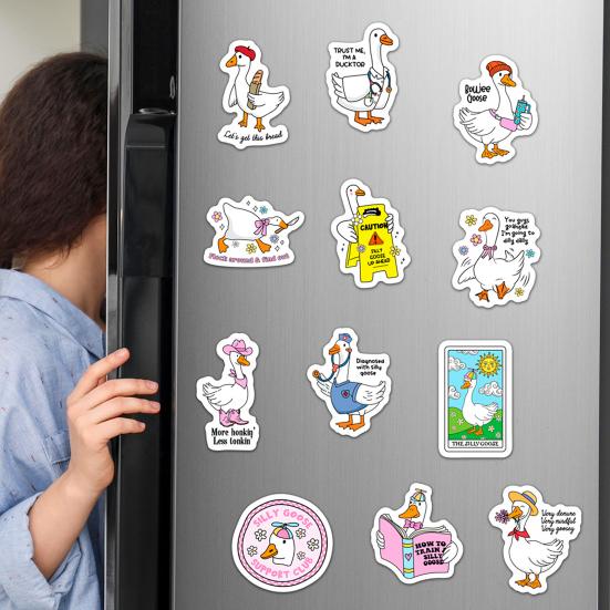 12 шт. Магнит на холодильник "Глупый гусь" для дома, офиса, кухни, шкафчика, холодильника, ПВХ, водонепроницаемый, мультяшный