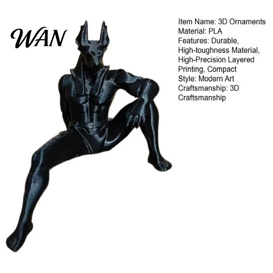 Anubis Jackal Head Figurine 3D Printed Statue, Egyptian Mythology Collectible Home Decor, High Detail High-precision Statue God Sculpture with Carved