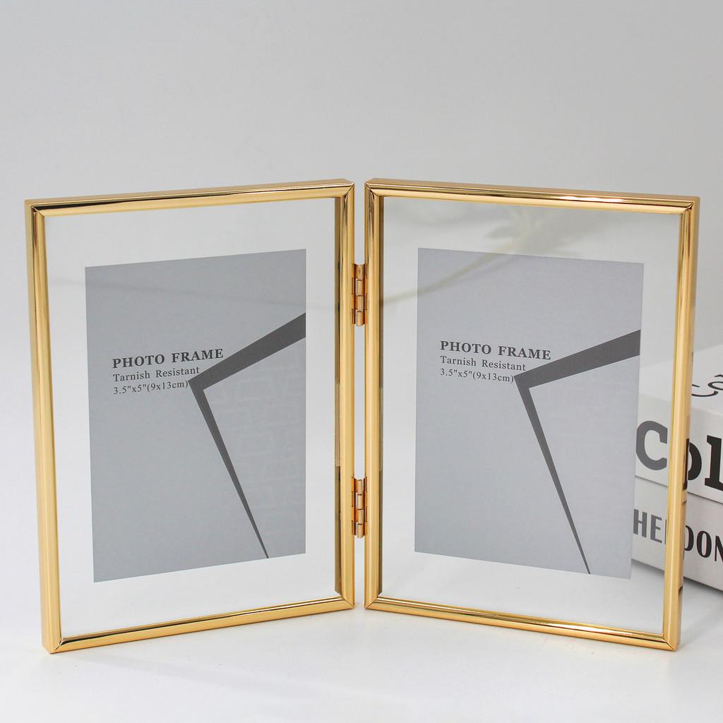 5 And 7 Inch Double Sided Transparent Fold Dual Photo Frame For Decor Home