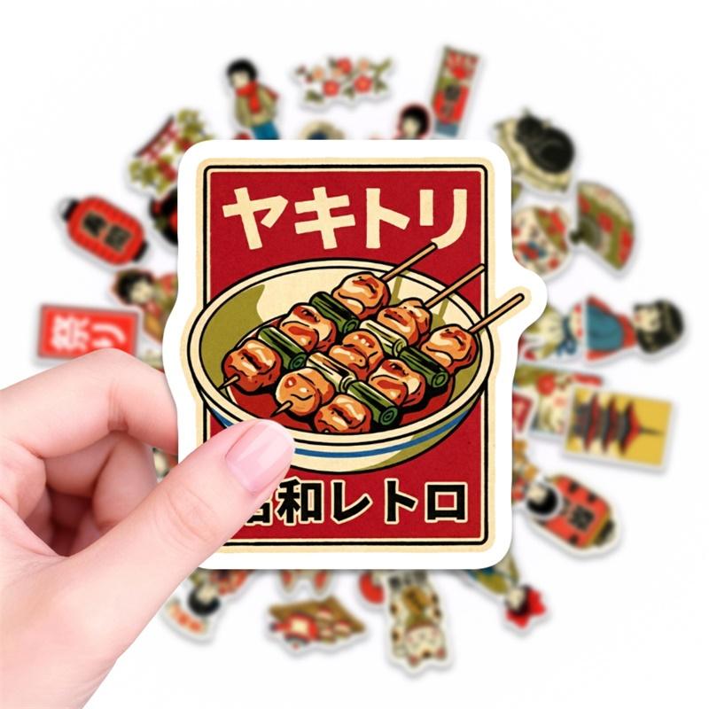 50PCS Cartoon Japan PVC Sticker Aesthetic Colored DIY Sticky Decoration Scrapbooking Hand Accounting Supplies