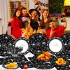 Набор одноразовой посуды на Хэллоуин со скатертью, бумажными тарелками, стаканами, салфетками, ложками, вилками, ножами. Праздничные товары для вечеринки