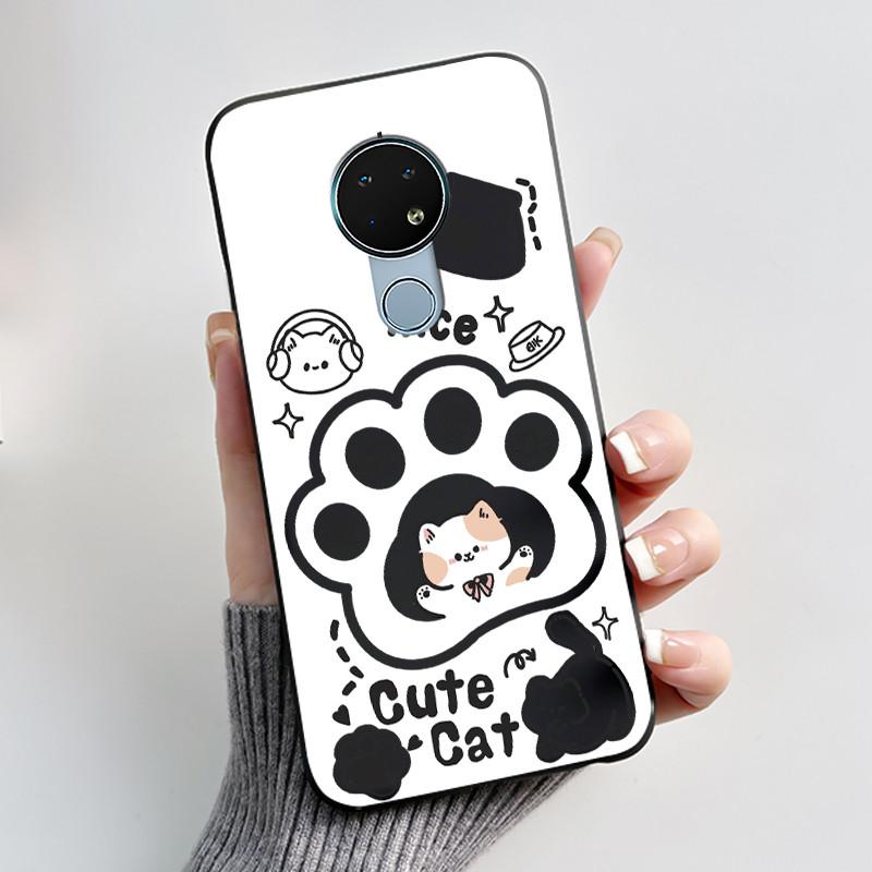 Милый Чехол Для Nokia 6.2 / Nokia 7.2 Fundas Capa Печатный Корпус Защитная Крышка Мягкий Силикон Мультяшный Черный Корпус Coque