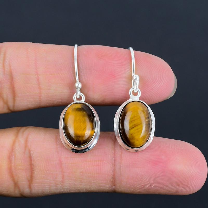 Серьга-капля Тигровый глаз 925 стерлинговое серебро Ручная работа Легкая серьга Ручная работа Подарок для лучшей девушки Подарок для нее День благодарения