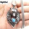 Крутое мужское ожерелье из нержавеющей стали с бирюзовым кулоном в виде головы волка для мужчин и женщин