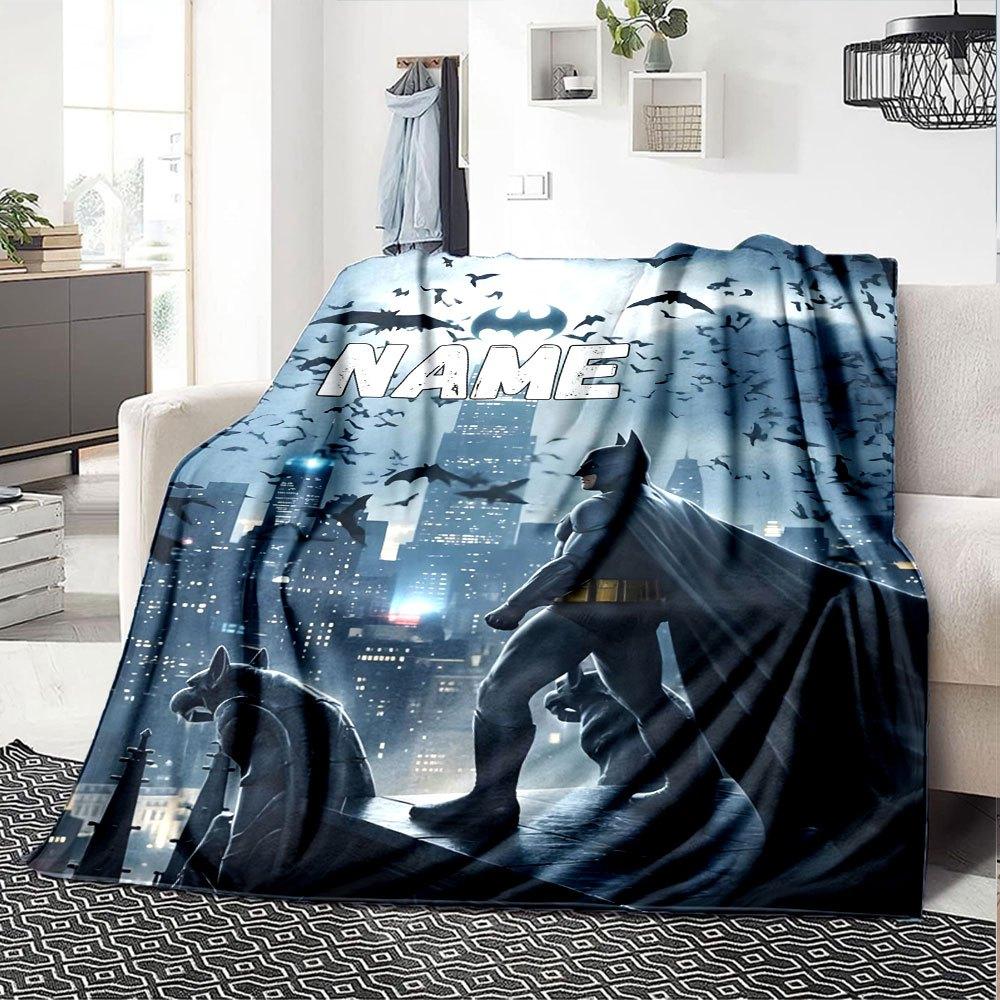 Batmanthemed Customize Your Name Home Blankets Soft Cozy And Lightweight For Yearround Use Perfect For Bed Sofa Office Or Picnic Ideal Gift For