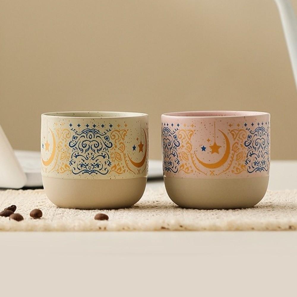Retro Ceramic Coffee Cup Arabic Style Milk Cup Traditional Flat Bottomed Cup Home Use