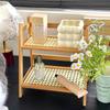 1Set Storage Rack Work Display Rack Kitchen 2-layer Bedroom Cup Holder Vine Weaving Storage Rack