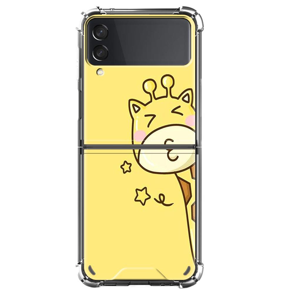 Прозрачный мягкий чехол AirBag для Samsung Galaxy Z Flip 3, противоударный чехол-бампер для телефона ZFlip3 5G, роскошный чехол с рисунком милого животного, капа