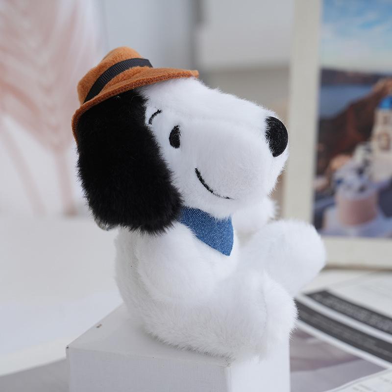 13cm Snoopy Plush Keychain Hat wearing Puppy Plush Toy Keychain Bag Charm gifts