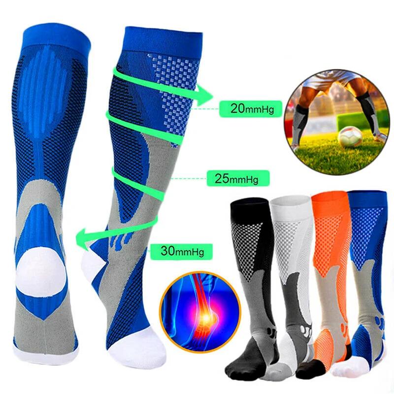 1Pair Sports Compression Long Socks Breathable Calf Nylon Socks for Running Basketball Football Volleyball Fitness Men Women