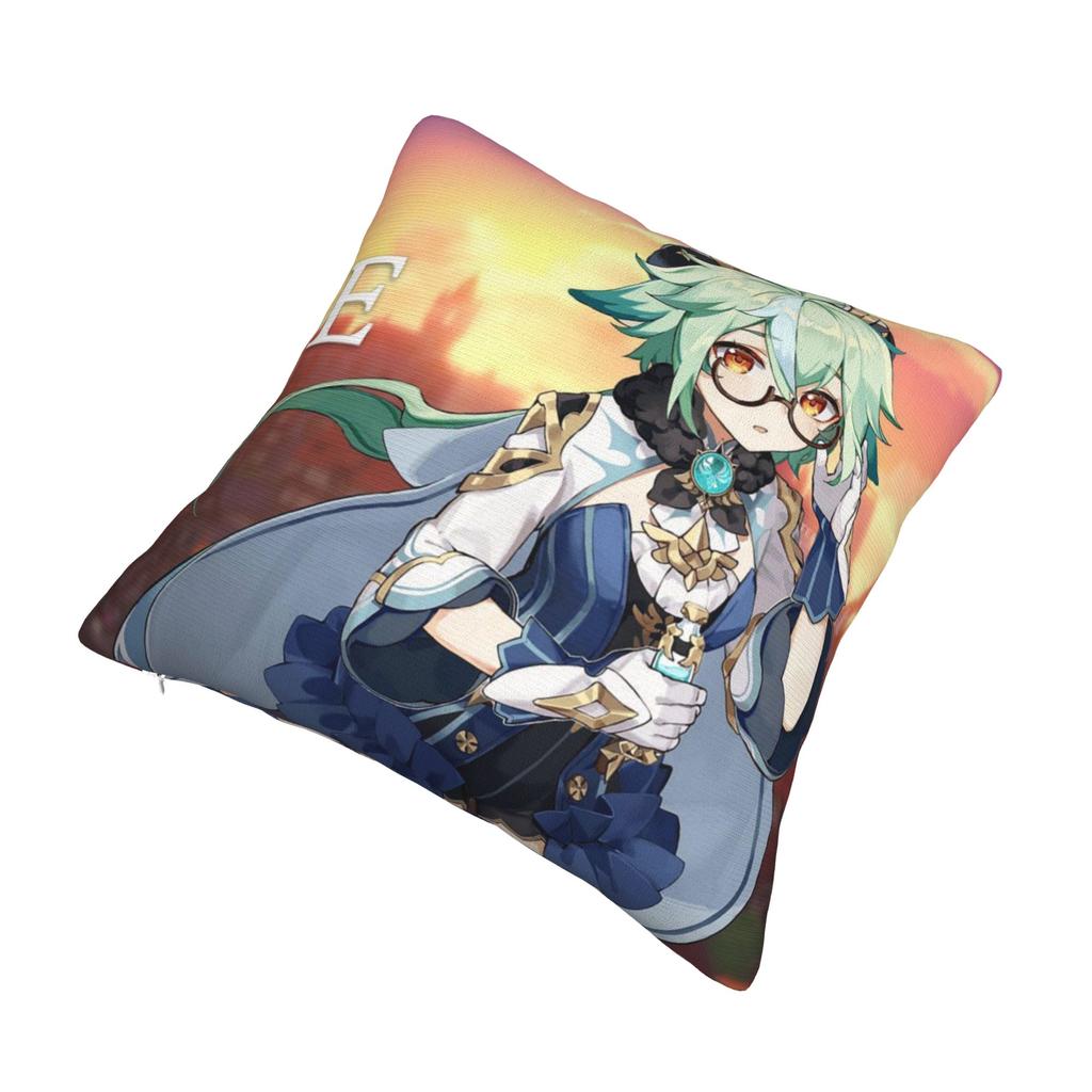 Genshin Sucrose Pillowcase Printed Fabric Cushion Cover Decorations kawaii game anime online games Pillow Case Cover Home Zipper