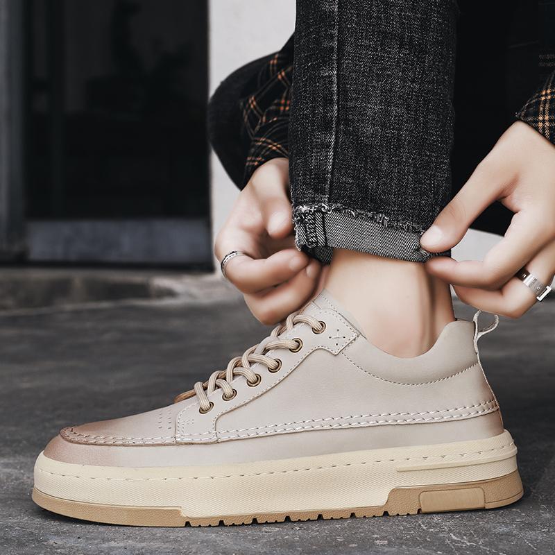 Модные новые мужские повседневные туфли, дышащие вулканизированные кроссовки, модная спортивная обувь для прогулок на открытом воздухе для мужчин, мужские мокасины из натуральной кожи