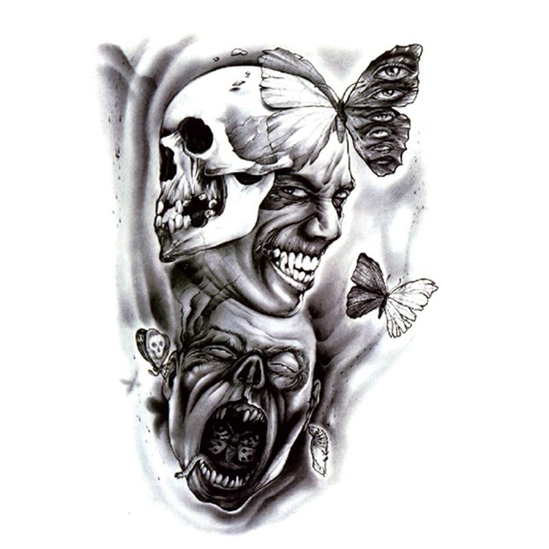 Наклейка на татуировку на руку с цветком, крылья ангела, череп, ветер, набор для переноса на воду, водонепроницаемая наклейка на татуировку