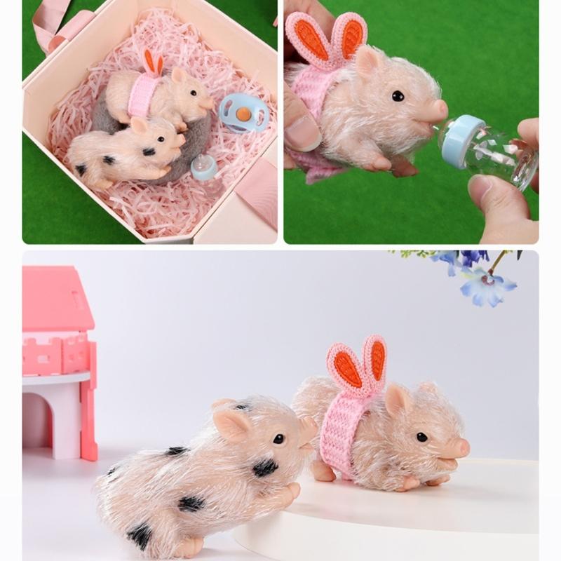 Миниатюрная кукла-поросенок Reborns, фигурка, 5 шт., Сенсорная фигурка животного, кукла, игрушка для ухода за детьми, для игры в помещении и на улице, ролевые игры