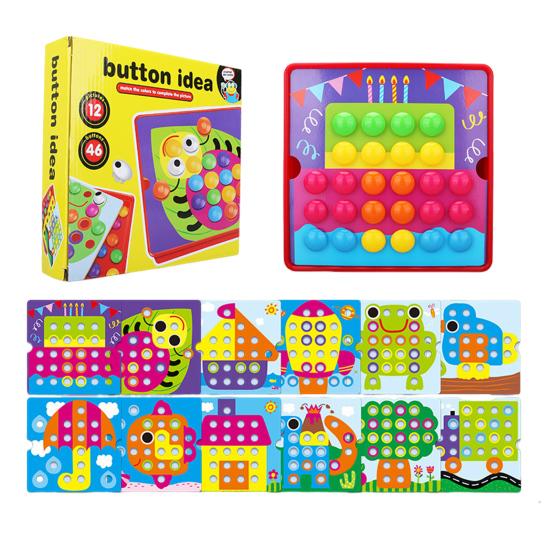Color Matching Mosaic Pegboard Game Set Button Art Toys for Toddlers Sensory Early Learning Educational Puzzle Toy for Kids Ages 3+