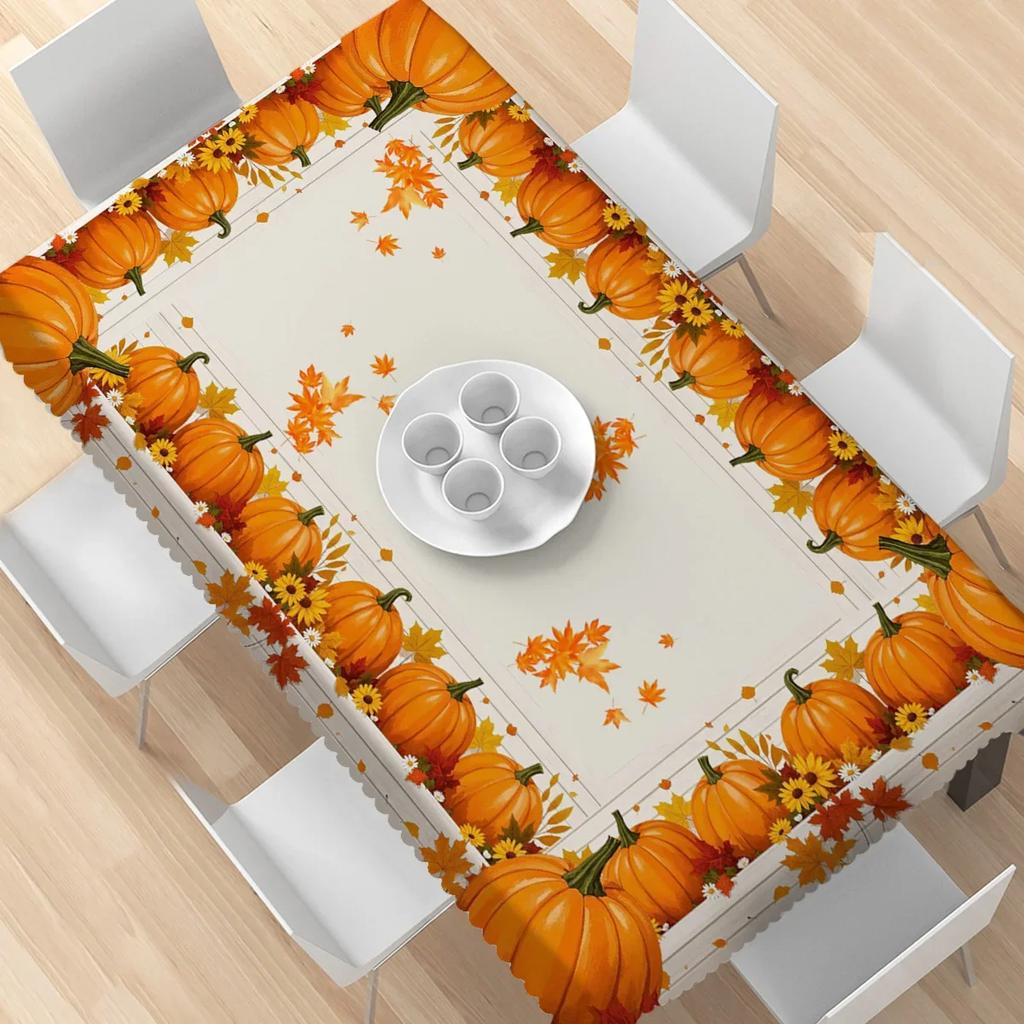 One table cover, autumn pumpkin polyester tablecloth - woven, rectangular coveragexzj