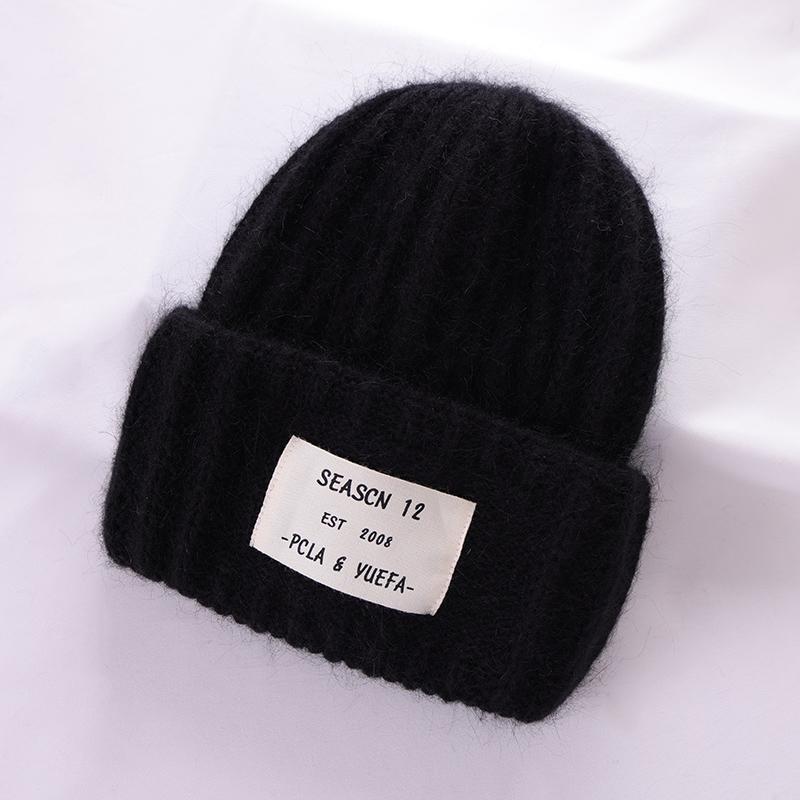 2022 зимняя шапка из кроличьего меха для женщин, мягкие теплые пушистые однотонные вязаные шапки из ангоры, кашемировые шерстяные шапочки Skullies