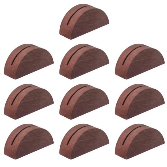 10Pcs Semicircular Wooden Business Card Holder Reusable Wedding Banquet Restaurant Table Number Place Card Holder Stand