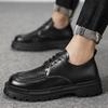 Мужские кожаные туфли, новые, на толстой платформе, в старом стиле, рабочие, весенние и осенние, гоночные туфли, повседневная обувь для улицы, бюджетная мужская обувь