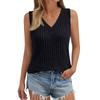 Женская повседневная модная футболка без рукавов с V-образным вырезом и однотонным жилетом