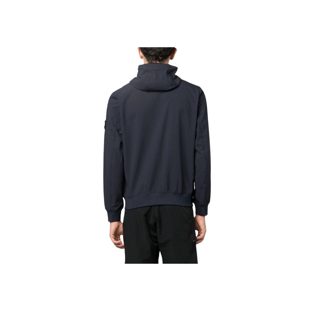 STONE ISLAND FW23 Soft Shell-R E.Dye® Ветрозащитная Водонепроницаемая Дышащая Куртка Софтшелл с Длинным Рукавом и Капюшоном на Молнии Мужская Куртка Темно-синий 7915Q0122-V0020