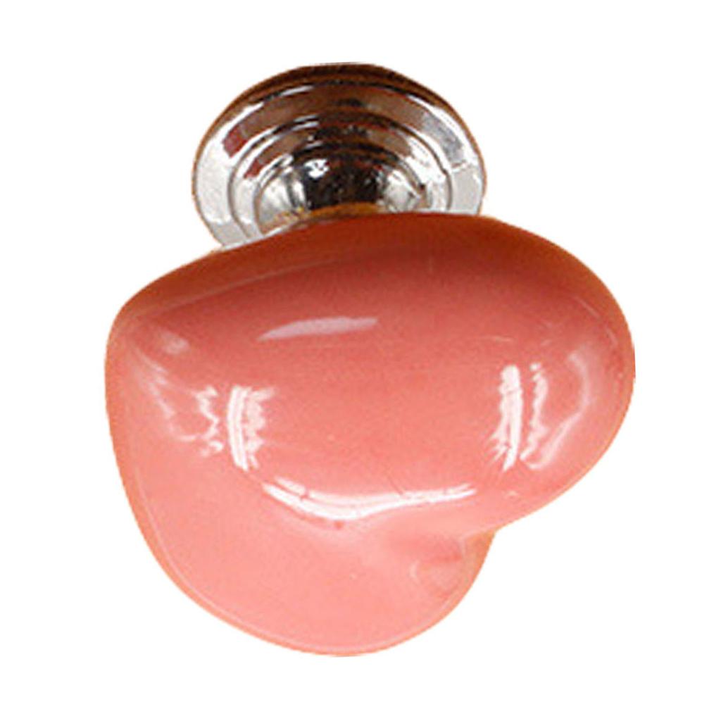 Heart Shape Ceramic Door Knob Drawer Cupboard Wardrobe Furniture Pull Handle (Red, S)