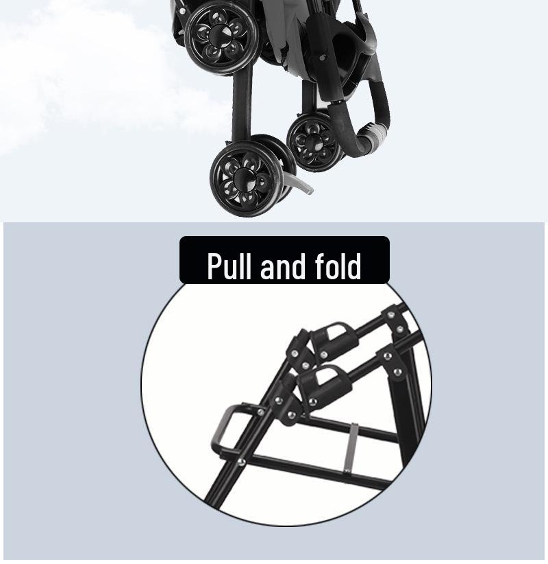 GVBB Compact Foldable Pet Stroller for Cats and Dogs - Lightweight, Detachable Design for Easy Travel.